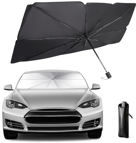Pare-Soleil pour Auto, Pare Soleil Voiture Pares Brise Avant 140 x 80 cm, Parasol de Voiture Pliable, Convient à la Plupart des Modèles, Facile à Installer Et Compact,Facile à Ranger