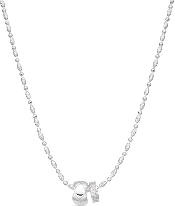 LUXENTER Laino Halskette aus Metalllegierung mit glänzendem Zirkonia, silberfarbenes Finish, weiß, kurze Halsketten, glänzend