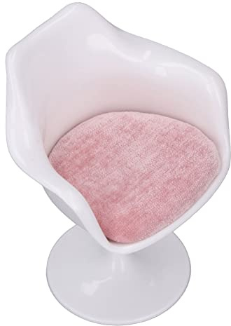 Solinder Chaise de Bureau pour Maison de Poupée, Pieds Ronds Délicats et Rotatifs en ABS Blanc Rose pour Boîte Chambre Maison Poupée 1:6, Joueur (avec accoudoir)