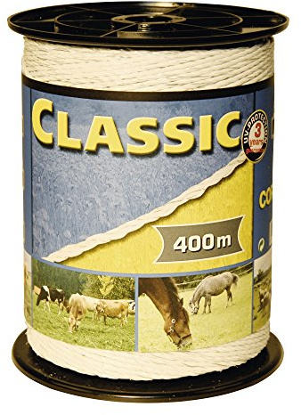 Kerbl 449113 CLASSIC Weidezaunlitze, Weiß, 9 Leiter, 400m Länge