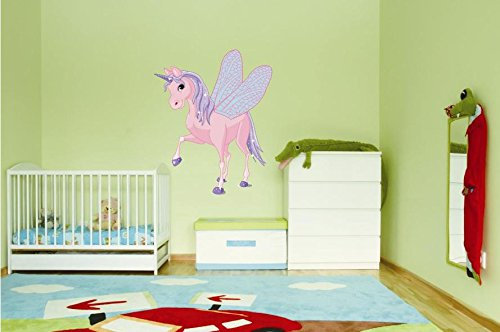 U24 Wandtattoo Einhorn Fee Wandsticker 118 x 132 cm Aufkleber