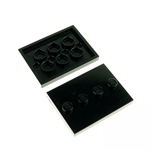 LEGO 2 x System Building Plate Black 3 x 4 Tile with 4 knobs in the middle Figure Base Stand 88646