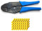 ARLI Crimpzange + 50x Stoßverbinder Gelb 4 - 6 mm Elektrische Steckverbinder Stoß StossVerbinder Quetschverbinder Stoss verbinder Zange Set kfz Auto Steckverbinder Rundverbinder Kabelschuhe