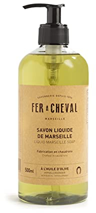 Fer à Cheval - Véritable Savon de Marseille Liquide - Sans Conservateur, et Hypoallergénique, il est Doux pour la Peau des plus Sensibles (OLIVE, 500 ml)