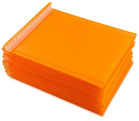 Yomuse 25pcs A4 Padded Envelopes, 240mm x 320mm (9.5x12.6 Inch) Poly Bubble Mailers Self Seal, Waterproof Postal Bags for Mailing/Packaging (Orange)