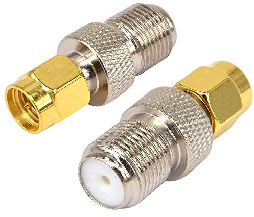 Boobrie SMA Connector to F Type RF Coax Adapter SMA Male to F Type Female Coaxial Cable Connector Straight Gold-Plated TV Antenna Dab Antenna Converter for FM/AM/DAB+ Radio Video Pack of 2