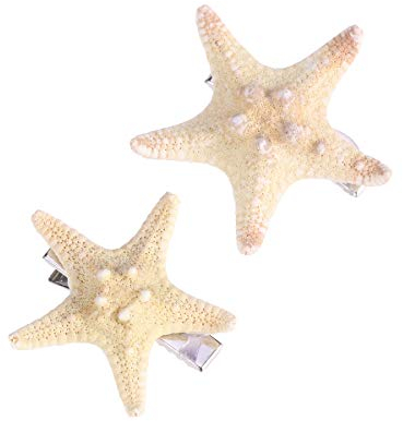 Lurrose Seestern Haarschmuck Handgemachte Natürliche Haarklammer Strand Haarspange Frauen Mädchen 2PCS