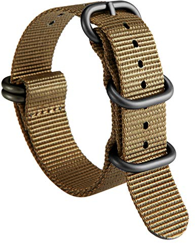 BINLUN Watch Strap Thick G10 Premium Ballistic Nylon Replacement Multicolor Bands for Men Women 18mm 19mm 20mm 21mm 22mm 23mm 24mm with Military Heavy Duty 5 Rings Silver/Black Stainless Steel Buckle