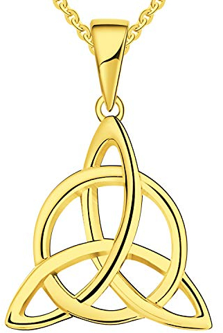 JO WISDOM Damen Kette Irischer Triquetra Keltischer Knoten Silber 925 Halskette Anhänger mit gelb vergoldet,Schmuck für Frauen