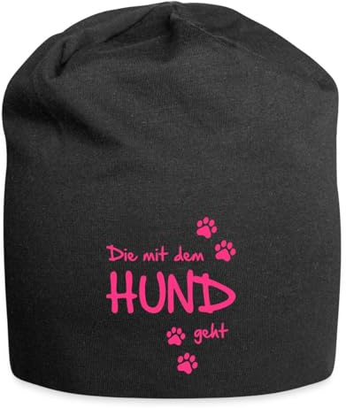 Spreadshirt Die Mit Dem Hund Geht Hunde Spruch Pfoten Jersey-Beanie