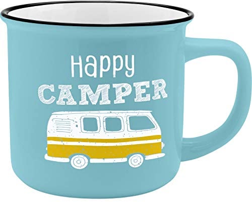 GRUSS & CO Tazza Happy Camper: Tazza in porcellana effetto smalto nostalgico