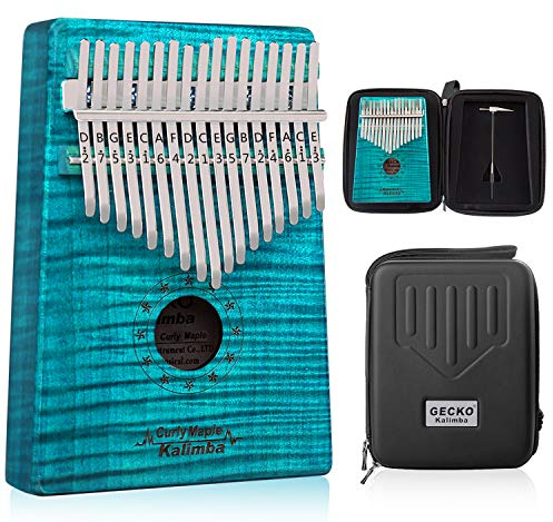 GECKO Kalimba Daumenklavier, 17 Tasten, mit Hartschalenkoffer, Lernanleitung, Songbuch, Stimmhammer für Anfänger, C-Klang gestimmt (blau) ...