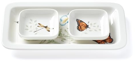 Lenox 892531 Butterfly Meadow Sushi-Teller und Schalen, Porzellan, Mehrfarbig