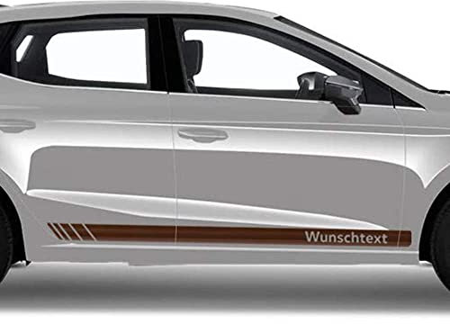 Auto-Dress Seitenstreifen, Aufkleber passend für Seat Ibiza - Motiv: Wunschtext (Schwarz Matt)