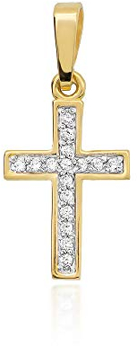 Kreuz Anhänger Gold Gelbgold Weißgold 585 14K Goldanhänger Kettenanhänger Diamanten Brillanten für Damen Jungen