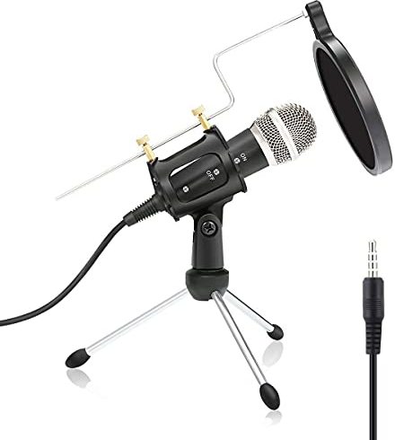 SH-RuiDu 3.5mm Jack Condenser Microphone with Filter Tripod Stand for Computer PC Mobile Phone Singing Podcasting Voice Recording