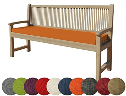 chilly pilley Bankkissen Bankauflage Polsterauflage Reißverschluss mit Schlaufen Kissen für Gartenbank Gartenbankauflage für Gartenmöbel Sitzkissen & Rückenkissen Outdoor (100 x 40 x 5 cm, Orange)