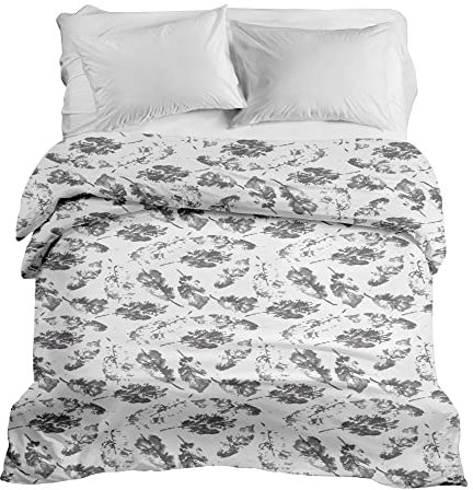 Gravity Gewichtsdecke Bezug - Schlaufen Bezugssystem mit Reißverschluss Baumwolle Deckenbezug für Erwachsene/Jugendliche Größe 150x220cm Federn schwarz weiß