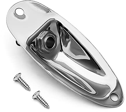 MAXCHEER Guitar Input Jack Socket Plate Output Loaded Boat Style 1/4 Inch with Screws for Fender Stratocaster Strat St Mono Electric Guitar for Electric Guitar Replacement Parts (Chrome)