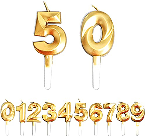 Geburtstag Kerzen, 50th Geburtstag Gold Nummer Geburtstagskuchen kerzen, Kuchen Dekoration für Geburtstag Party Hochzeit Jahrestag Abschlussfeier Feier Lieferungen