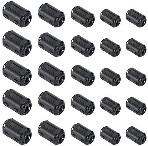Ferritkerne Entstörfilter Ferritfilter 20 Stück Ferrite Ring Klappferrit Clip-On Rauschunterdrücker Kabel Clip für Kabel RFI, EMI, 3 mm, 5 mm, 7 mm, 9 mm, 13 mm Innendurchmesser, Schwarz