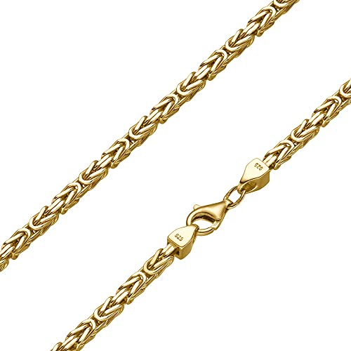 SchmuckForever Vergoldete Königskette 3mm 925 Silber massiv - Länge Wählbar - Vergoldet - Collier Halskette oder Armband (22)