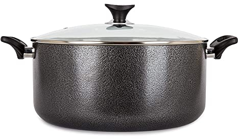 32cm Aluminum Casserole Dish with Tempered Glass Lid - Induction Compatible, Non Stick, Easy Clean, Cooking Pots - Perfect Stock Pot, Dutch Oven, Stew Pot, Oven Dishes and Pasta Pot