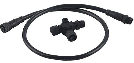 Cavo backbone con connettore a T, per cavo backbone drop NMEA 2000 con connettore a T 5 pin impermeabile M12 0,5 m per reti Garmin