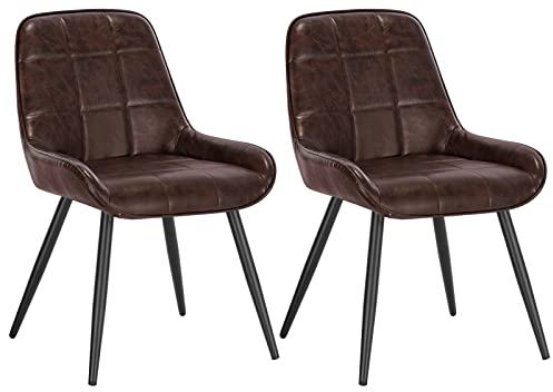 WOLTU Esszimmerstühle 2er Set, Polsterstuhl Kunstleder, Küchenstuhl gepolstert, Akzentstuhl für Wohnzimmer Schlafzimmer Küche, ergonomischer Stuhl mit Rückenlehne, Dunkelbraun, BH332dbr-2