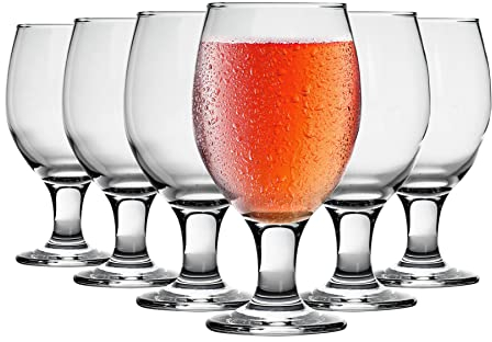 Rink Drink 6x 400ml Classic Craft Cider Glasses - Stemmed Tulip Pub Pint Snifter Beer Glass Goblet Set