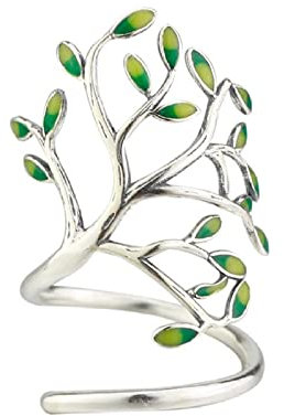 HGJH Silberringe Damen 925,S925 Sterling Silber Blätter Äste Ring Verstellbare Ringe Kleiner Frischer Offener Ring Silber Daumenring Ewigkeitsring Hochzeitscharme Schmuck Geschenke Für Männer Mädche