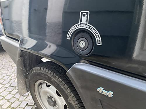Pumu adesivo Compatibile con PANDA 4X4 141 TAPPO BENZINA TREKKING SISLE FUORISTRADA STICKER (ARGENTO)