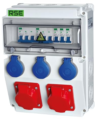 BAUSTROMVERTEILER WANDVERTEILER KOMPLETT VERDRAHTET 32A 16A 230V MIT CEE DOSE ZÄHLER IP65, 10. 2x16a 3x230 MIT LS