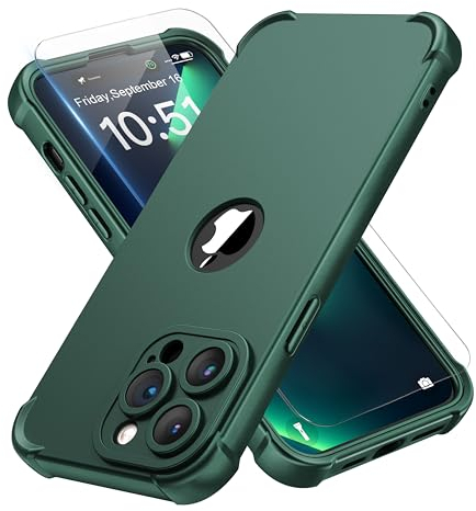 ORETECH for iPhone 14 Pro Max Case 6.7 inch, with [2 Pack Screen Protector] [Camera Lens Guard] [15FT Military Grade Drop Test] 360° Shockproof Slim Fit Design Rubber Bumper Phone Cover - Green