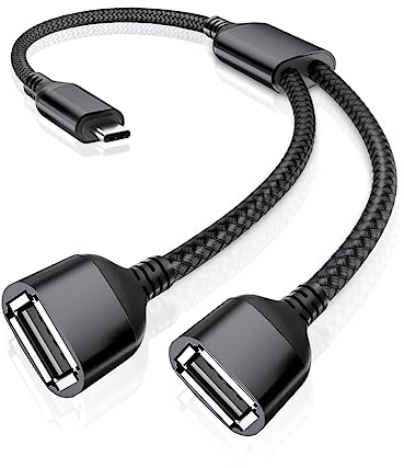 Cavo Y Splitter USB C OTG 1M,Adattatore Prolunga 1 Tipo C Maschio a 2 Dual Type A Femmina,Sdoppiatore Hub Doppia Multipresa Porta Thunderbolt 3 per MacBook Pro,iPad Air,Samsung Galaxy S24 S23 S22
