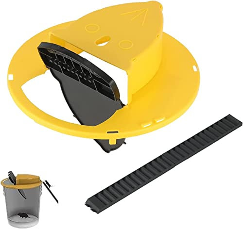 Aeetial Second Generation Mouse Trap Automatic Reset Flip and Slide - Bucket Mouse Traps,Indoor Outdoor Mouse Trap,5 Gallon Bucket Compatible (Yellow)