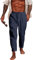NANAMEEI Leinenhose Herren Sommer Lang Slim Fit Strandhose Baggy Freizeithose Yoga Navy Blau L