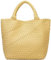 Grand sac fourre-tout rétro tissé pour femme, en cuir végétalien, sac à main pour l'été, la plage, les voyages, fait à la main, jaune, Large