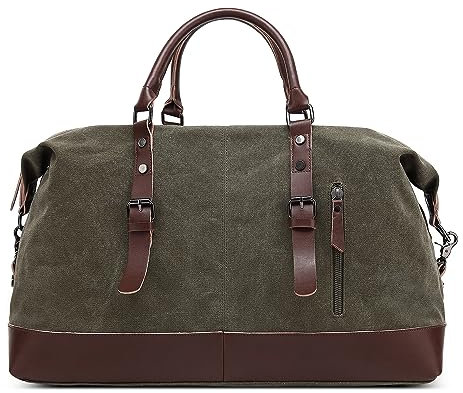 DORRISO Elegant Herren Reisetasche Grosse Kapazität Weekender Tasche 55L Handgepäck Tasche für Business Lässig Camping Wandern Draussen Leinwand Herren Sporttasche Grün
