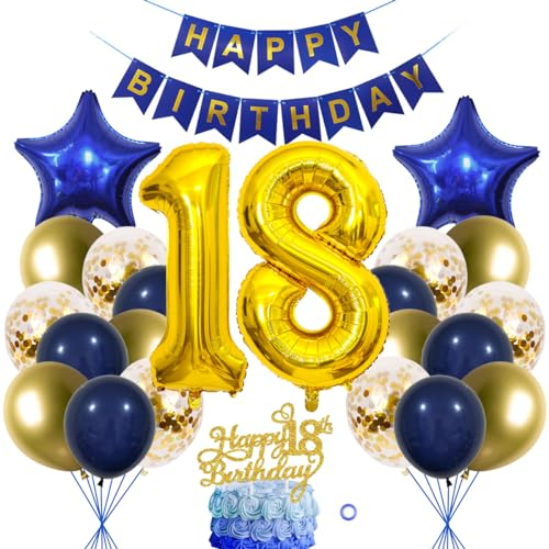 18 Geburtstag Deko Junge Mädchen Luftballon 18.geburtstag Deko Blau Gold Geburtstagsdeko 18 Jahre Mädchen Kuchen deko 18 Luftballon Gold 18 Jahre Geburtstagdeko Deko 18 Geburtstag Mädchen Junge