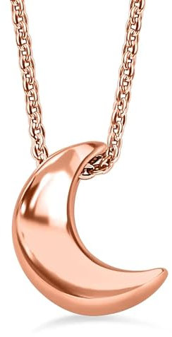 TJC Half Moon Pendant Necklace with Chain for Women in 18K Vermeil Rose Gold Plated 925 Sterling Silver Size 20 Inches Celestial Moon Gift for Wife, Girlfriend, Daughter, Mum Metal Wt. 3.87 Grams
