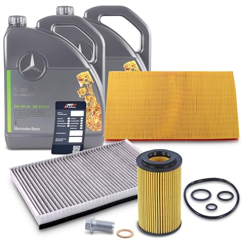 BESTPRICE Inspektionspaket Filterset mit 1x Ölfilter, 1x Innenraumfilter, 1x Luftfilter, 10l Motoröl 5W-30, 1x Ölwechselanhänger Kompatibel mit MERCEDES VITO/MIXTO Kasten (W639), VIANO (W639)