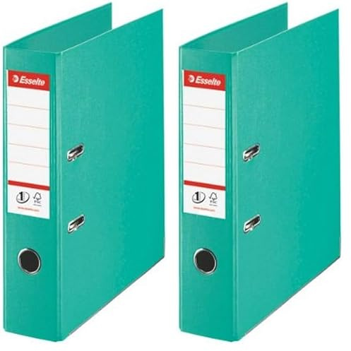 Esselte A4 Lever Arch File, Light Green, 72mm Spine, Plastic, 811312 (Pack of 2)