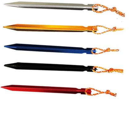 10St zeltheringe zelten zubehör Zeltzubehör für Sturm Sand Heringe Zeltzubehör für Wind Sandpflock v-förmiger Stift Aluminiumlegierung Nagel aus Aluminium mit Seil geformter Nagel