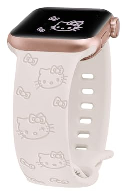 Engraved Band Compatible with Apple Watch Bands 40mm 41mm 42mm 44mm 45mm 38mm 46mm 49mm for Women, Cute Cartoon Cat Soft Silicone Strap for iWatch bands Series 10 9 8 7 6 5 4 3 2 1 SE