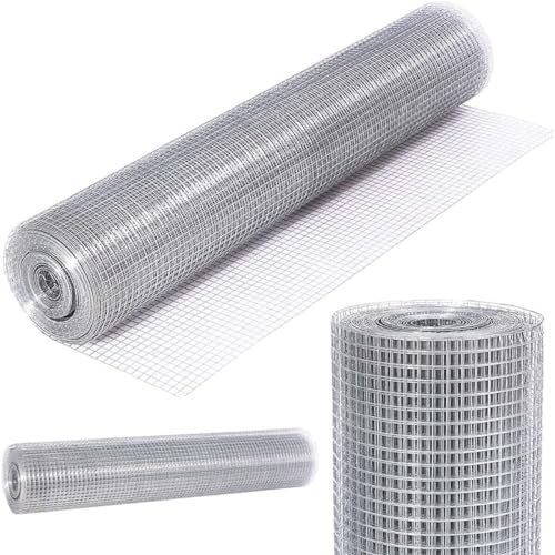 FEFE- 1x1 Chicken Wire Mesh Roll- Garden Netting- Galvanized Wire Fencing for Stopping Rats, Squirrel and Mouse, Slug, Snail, Snake Access (1” Square 15 Metre x 1100mm Roll)