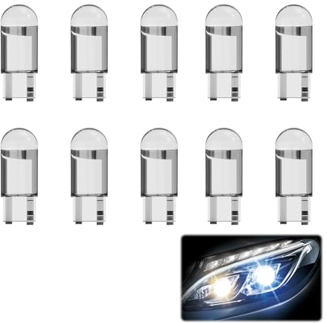Leogony 10PCS White Led Number Plate Light Bulbs W5W 501 T10 194 168 6500K, Non Polar Design Side Light Bulb, for Car Dome Map Door Courtesy License