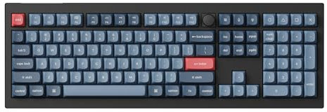 Keychron V6 Max Fullsize Custom Wirless Mechanical Keyboard, 2.4 GHz/Bluetooth/Wired 3-Mode RGB Backlight QMK/VIA Programmable Macro, Hot-Swap Gateron Jupiter Red Switch PBT Keycaps for Mac Windows