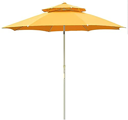 AZQUZVZI Sonnenschirm Garten Terrasse Sonnenschirm Neigbar Doppeltop Sonnenschirm Abnehmbarer runder Regenschirm Outdoor Hof, Terrasse, gelb, 2.5m
