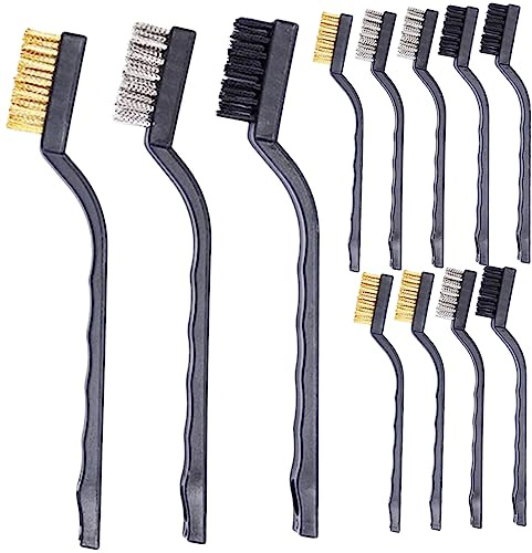TOPPERFUN 12pcs Small Wire Brush Steel Stainless Steel for Cleaning Paint Stains Pizza Oven Industrial Use